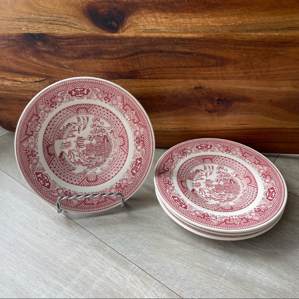 Vintage Willow Ware by Royal China desert plates m, Underglaze, Set of 4